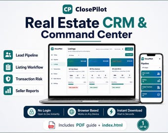 Real Estate CRM: Realtor Pipeline Board, Client Tracker, Transaction and Commission Dashboard