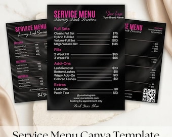 Lash Service Template, Editable Canva Salon Display, Beauty Booking Sign