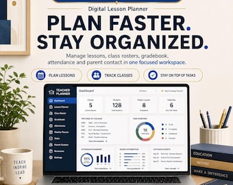 Digital Teacher Planner, Classroom Organizer, Gradebook & Homework Log