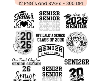 Senior 2026 SVG Bundle – Class of 2026 Graduation Shirt Designs