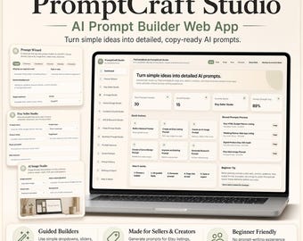 AI Prompt Builder Web App for Etsy Sellers, ChatGPT Prompts, Digital Download