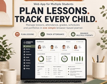Homeschool Planner Web App for Multiple Kids, Record Keeping and Attendance Tracker