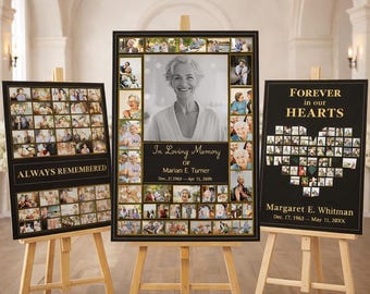 Beerdigung Foto Collage Vorlage Bundle: Bearbeitbares MEMORIAL Poster Canva, Feier des Lebenszeichen 3 Designs