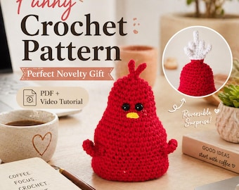 Middle Finger Bird Crochet Pattern, Funny Amigurumi PDF With Video Tutorial