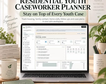 Residential Youth Caseworker Planner | Caseload Tracker, Follow Up, Home Visits & Case Plans