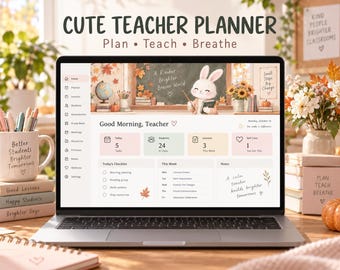 Teacher Planner, Digital Lesson Organizer, Gradebook, Attendance Tracker (Digital Download)