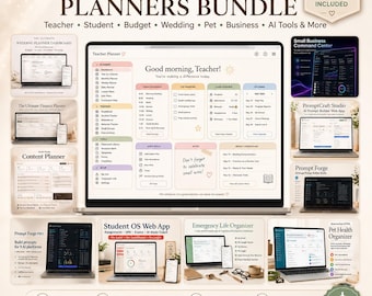 12 HTML Planners Bundle, Browser-Based Digital Apps (Instant Download)