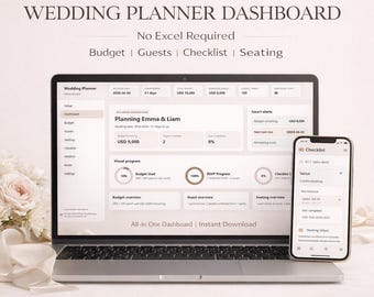 Hochzeitsplaner Vorlage, Digitaler Planer Dashboard, Budget Checkliste Timeline Gästeliste Sitzplan