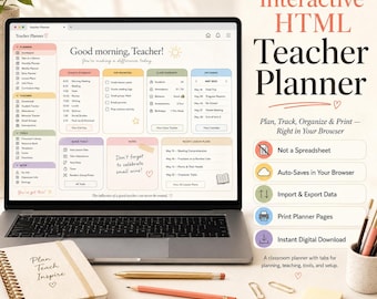 Digital Teacher Planner, Classroom Organizer, Gradebook & Homework Log