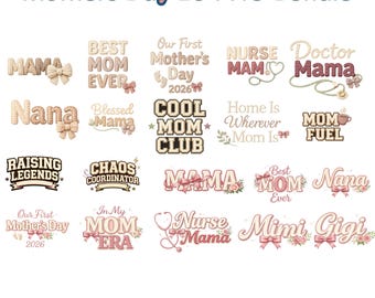 Mothers Day PNG Bundle, Crochet Knit Mom Nana Mimi Gigi Designs