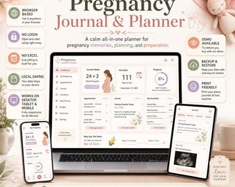 Pregnancy Journal & Planner for First Time Moms, Birth Plan and Baby Preparation