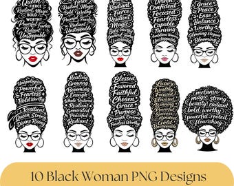 Black Woman Bundle, Boss Lady Clipart, Queen Designs for Sublimation