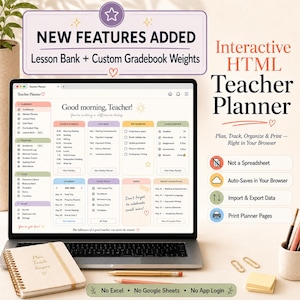 Digital Teacher Planner, Classroom Organizer, Gradebook & Homework Log
