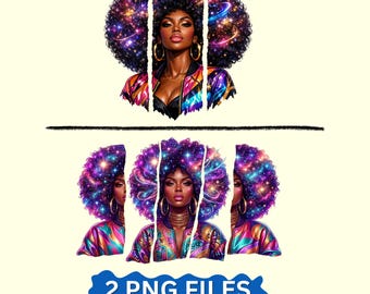 Afro Galaxy PNG Bundle, Black Woman PNG, Urban Streetwear Clipart, Digital Download