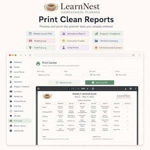 Homeschool Planner Web App for Multiple Kids, Record Keeping and Attendance Tracker image 10