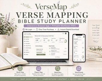 Verse Mapping Planner, Interactive Bible Journal, Christian Scripture App, Word Study Challenge