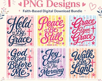 Retro Striped Christian PNG Bundle, Bible Verse PNG Designs