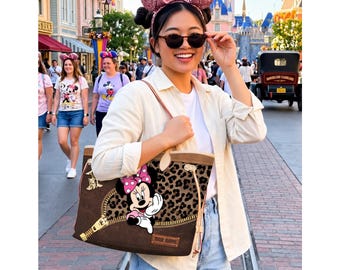 Minnie Mouse Leather Handbag, Disney Purse For Women, Cute Cartoon Gift Bag
