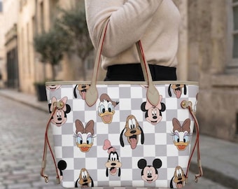 Mickey & Friends Leather Bag, Disney Leather bag The Mouse and Friends large neverfull purse; Magical Place Bag; Checkered purse