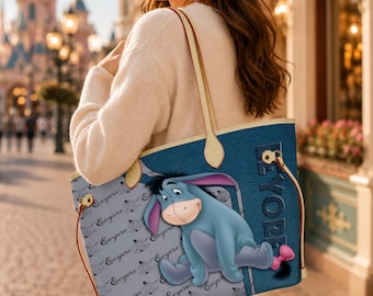 Personalized Eeyore Winnie the Pooh Cartoon Leather Bag Handbag,eeyore Woman Purse,eeyore Lovers Handbag,custom Leather Bag