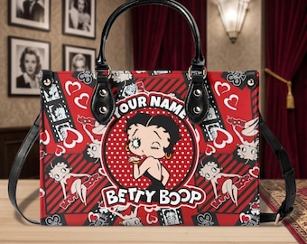 Personalized Betty Boop Leather Handbag, Handbag Gift for Woman Personalized Bag, Gift For Mom