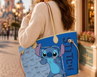 Stitch Leather Handbag, Funny Stitch Bag, Stitch Handle Bag, Disney Shoulder Bag, Cute Crossbody Bag, Top Handle Bag, Gift For Her