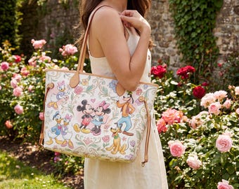 Leren Mickey & Love-tas, leren Disney-tas, Mouse and Friends grote Neverfull-tas; Magische opbergtas