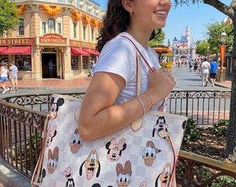 Mickey & Friends Leather Bag, Disney Leather bag The Mouse and Friends large neverfull purse; Magical Place Bag; Checkered purse