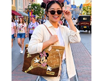 Skórzana torebka z Myszką Minnie, torebka Disney dla kobiet, słodka torebka prezentowa z kreskówkową grafiką