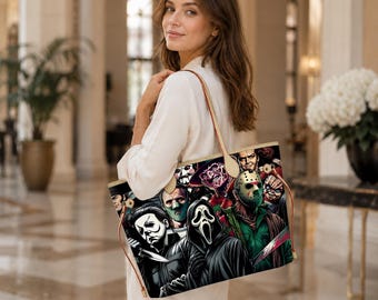 Horror Halloween Leather Handbag & Wallet, Horror Leather Bag, Shoulder Bag, Crossbody Bag, Top Handle Bag, Gift For Mom