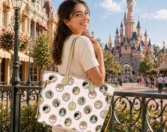 Disney Princess Purse Leather Bag, Magical Royal Style Large Neverfull Purse, Cute Castle Travel Handbag, Gift For Her
