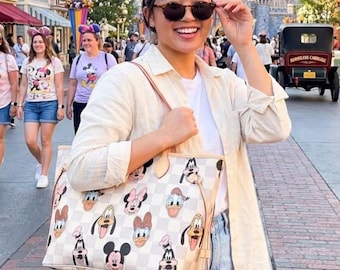 Mickey & Friends Leather Bag, Disney Leather bag The Mouse and Friends large neverfull purse; Magical Place Bag; Checkered purse