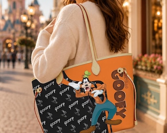 Goofy Disney Cartoon Women Leather Handbag, Goofy Lover's Handbag Goofy Crossbody Bag, Mickey Mouse Cartoon Women Bag