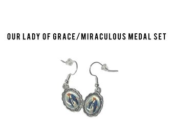 Saint Medal Earrings, Sterling Silver, Catholic Jewelry