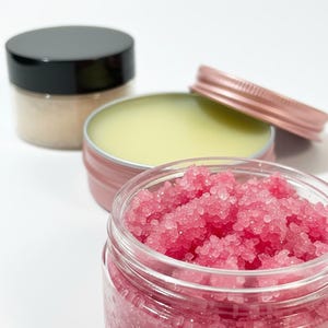 Lip Care Set | Lip Scrub and Lip Balm | Sugar Lip Scrub & Hydrating Lip Balm | Lip Exfoliator | Choose Your Flavor image 1