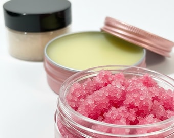 Lip Care Set | Lip Scrub and Lip Balm | Sugar Lip Scrub & Hydrating Lip Balm | Lip Exfoliator | Choose Your Flavor