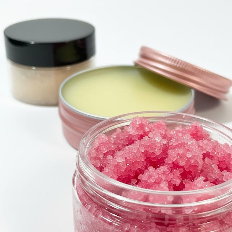 Lip Care Set | Lip Scrub and Lip Balm | Sugar Lip Scrub & Hydrating Lip Balm | Lip Exfoliator | Choose Your Flavor image 1