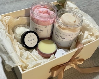 Self Care Gift Set for Women | Spa Gift Box | Body Butter, Sugar Scrub & Lip Care Set | Relaxation Gift for Her | Pampering Kit