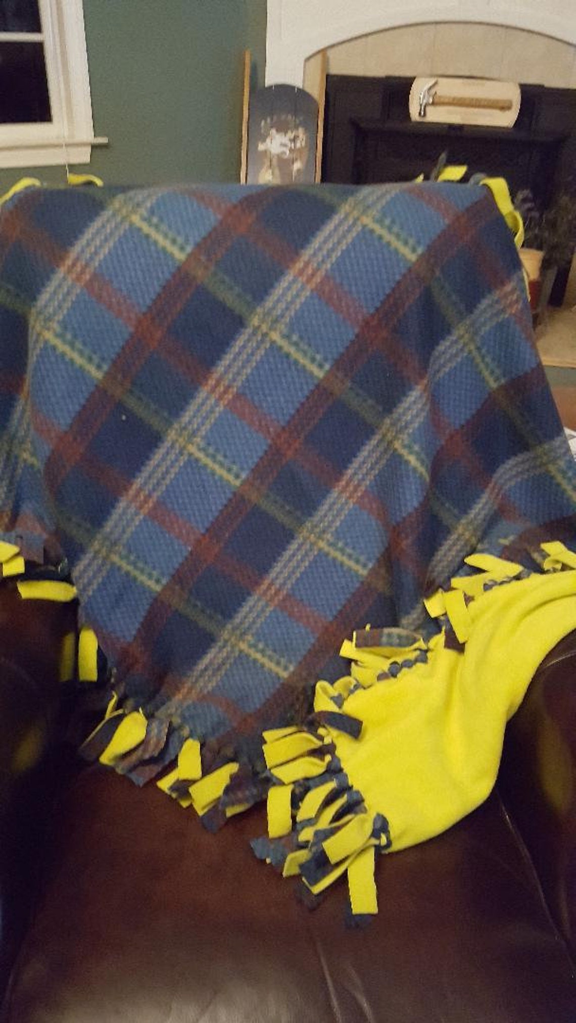 Blue Plaid Fleece Blanket Etsy