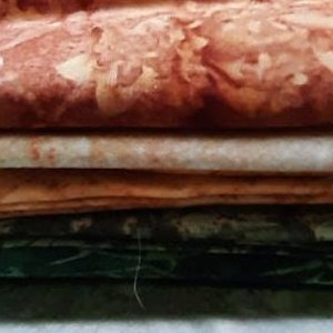 6 Fat Quarters - Blue and Tan Batiks