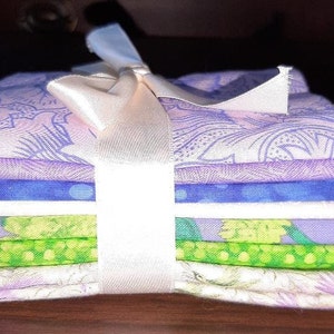 8 Fat Quarters of Purple greens and Blues