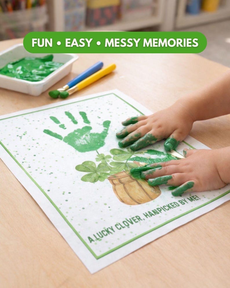 Patrick Handwork St. Patrick's Day Handprint Art, Kids Keepsake Craft (PDF Download) - Etsy