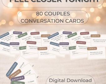 Couples Conversation Cards | 80 Deep Question Prompts | (Digital Download)