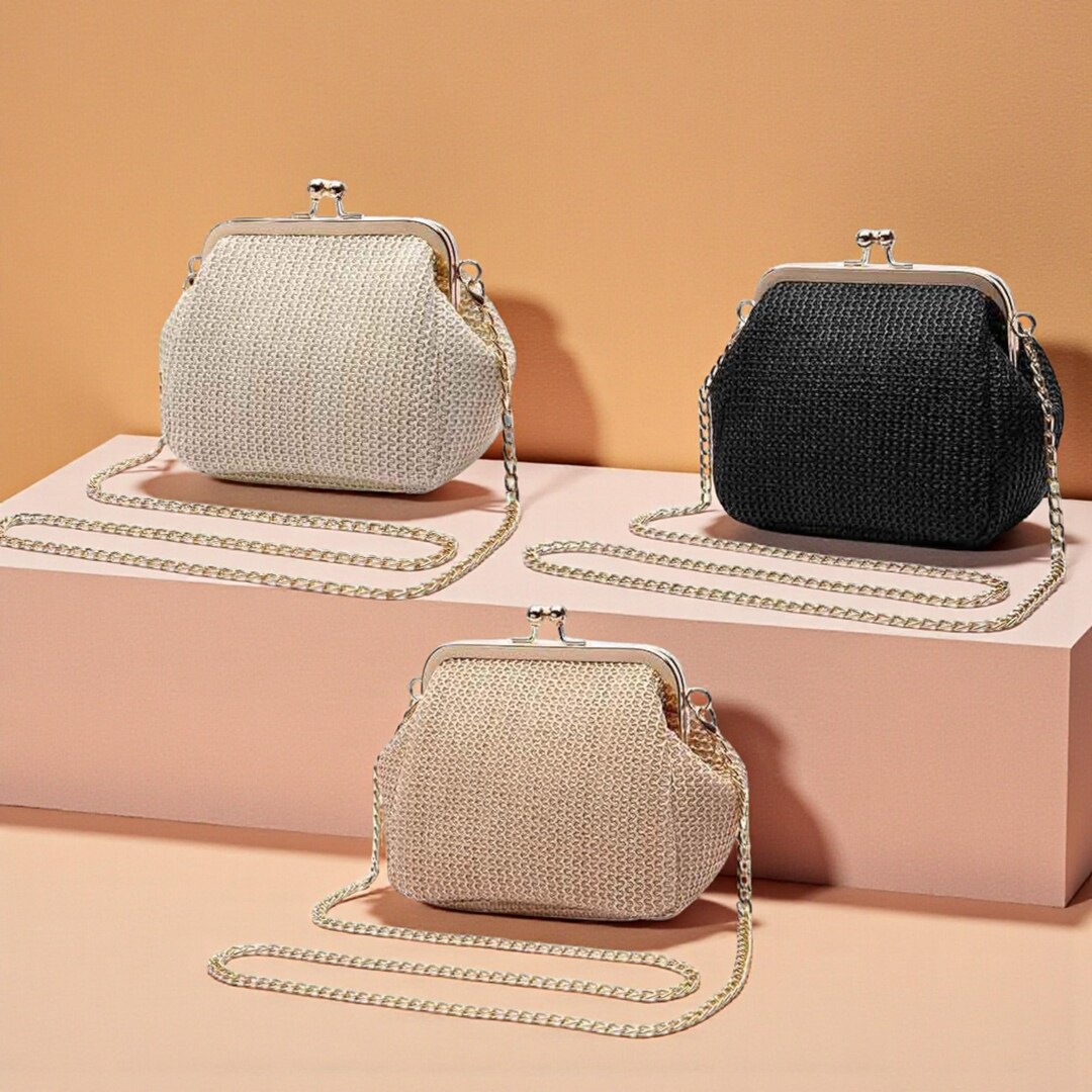 Straw Shell Crossbody Bag | Small Square Women’s Chain Bag | Summer ...
