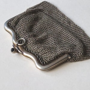Antike Silber Mesh Chatelaine Geldbörse Beutel 1800