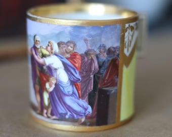 Taza coleccionable de porcelana imperial vienesa 'Regulus regresa a Cartago'