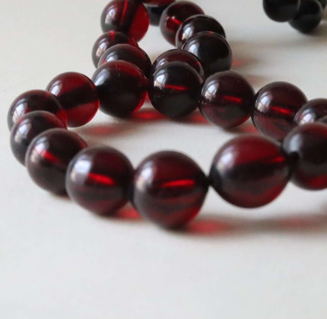 Collier Ancien En Perles De Bakélite ART DÉCO - 50,4g, Longueur 61-65 Cm
