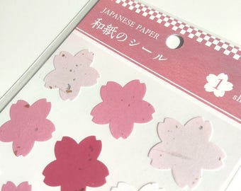 Hoja de pegatinas japonesas Washi / Sencillo motivo de sakura / Textura natural