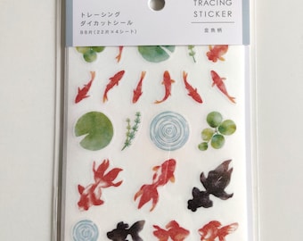 Japanese Translucent Paper Stickers | Goldfish Tracing Stickers | Made in Japan | 4 Sheets
