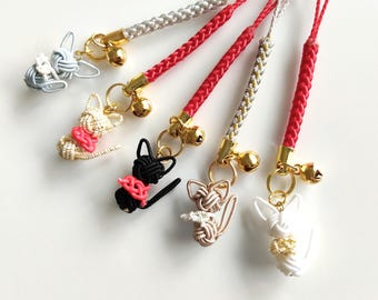 Mizuhiki Cat Charm | Japanese Knot | Cat Keychain | Phone Strap